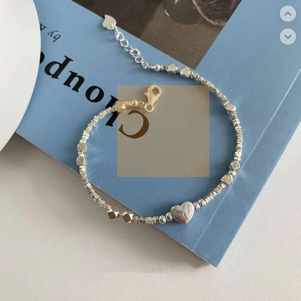 Quadratisches Weißgold-Armband „Liebe“