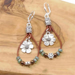 Retro-Blumenohrringe aus Leder
