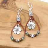 Retro-Blumenohrringe aus Leder