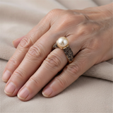 Retro-Goldring mit Perle – Ansicht 4