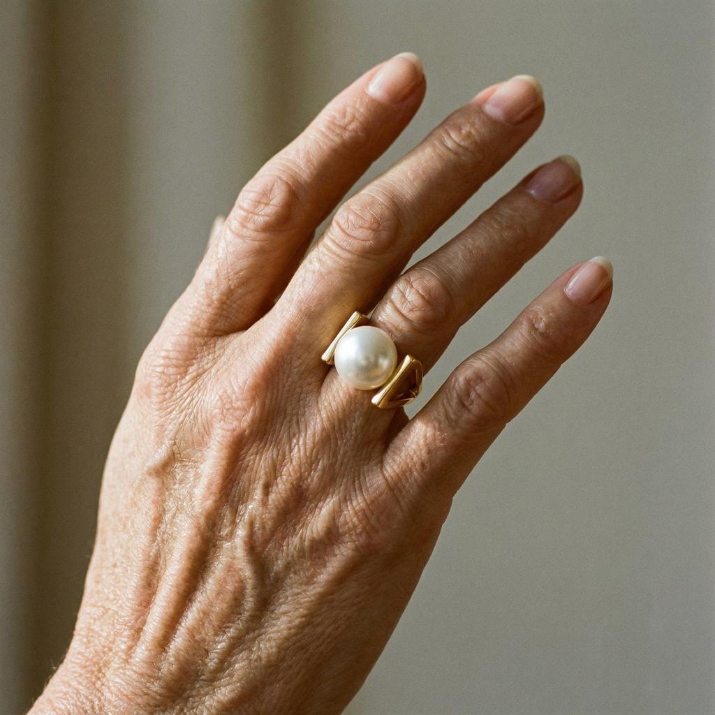Retro-Goldring mit Perlenbesatz – Ansicht 2
