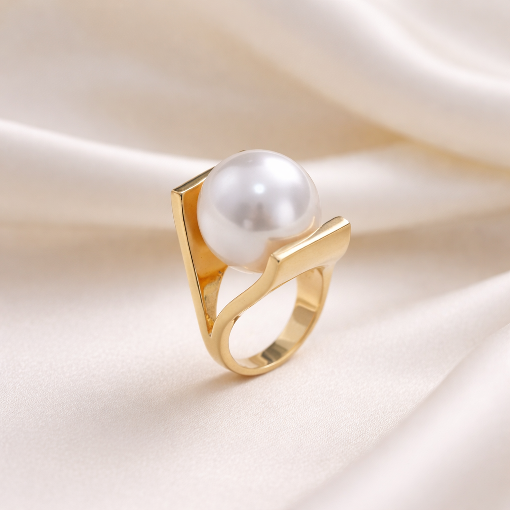 Retro-Goldring mit Perlenbesatz