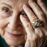 Retro-Goldring mit blauen Zirkonia – Ansicht 2