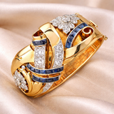Retro-Goldring mit blauen Zirkonia