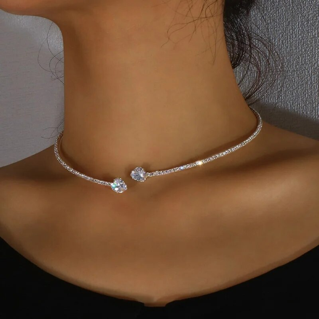Retro-Kette mit doppelter Zirkonia-Reihe