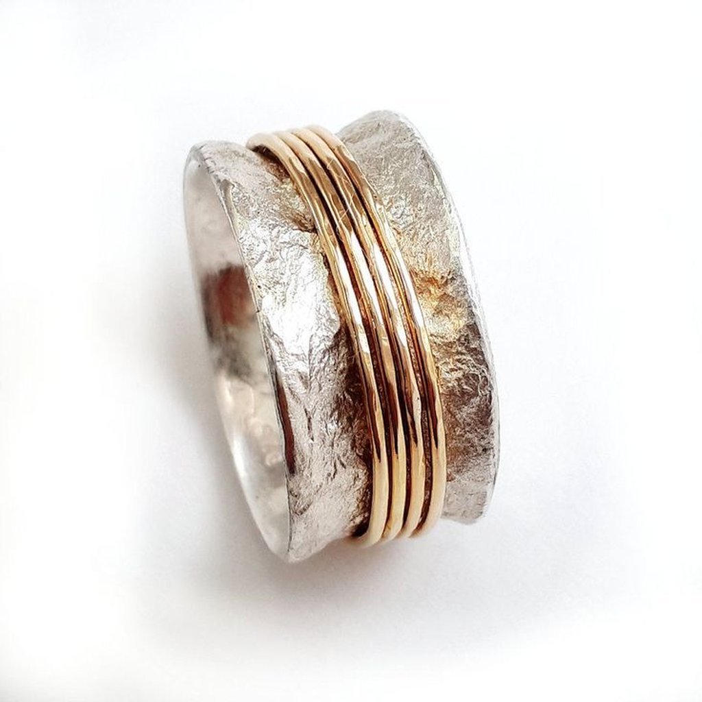 Retro-Ring „Goldener Faden“ in Weißgold – Ansicht 2