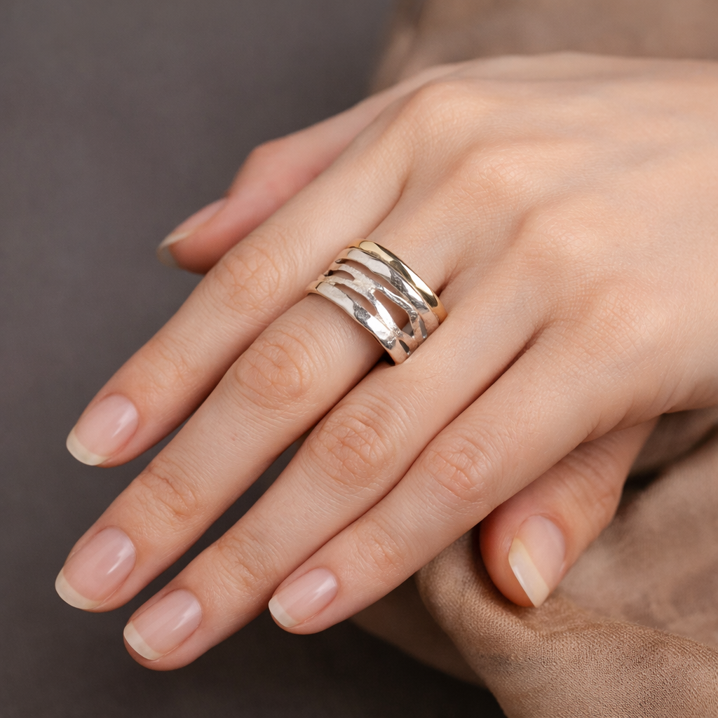 Retro-Ring „Oco“ in Gold und Weißgold – Ansicht 2