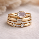 Retro-Ring-Set in Gold mit Zirkonia
