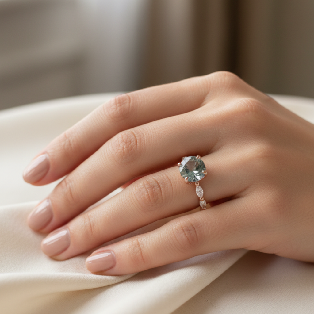 Retro-Ring in Roségold mit Saphir – Ansicht 2