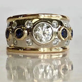 Retro-Ring mit Zirkonia in Gold