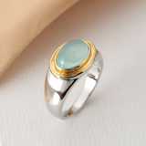 Retro-Ring mit grünem Mondstein