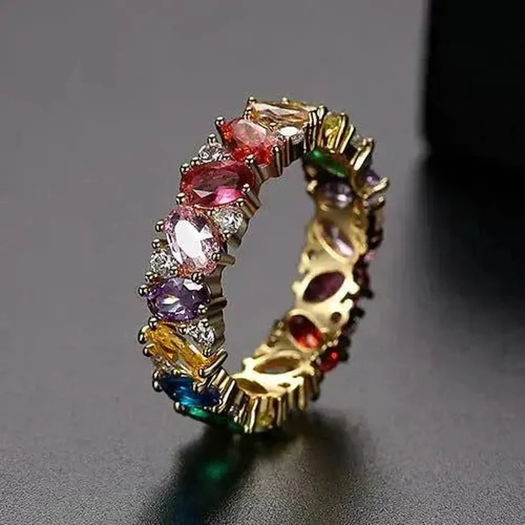 Retro-Ring mit bunten Zirkonia