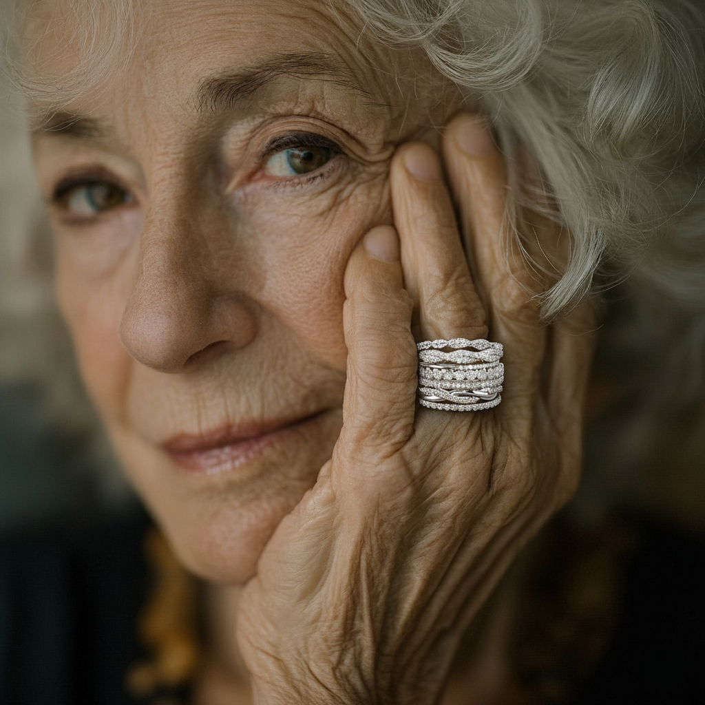 Retro-Ring mit mehrreihigen Zirkonia – Ansicht 2