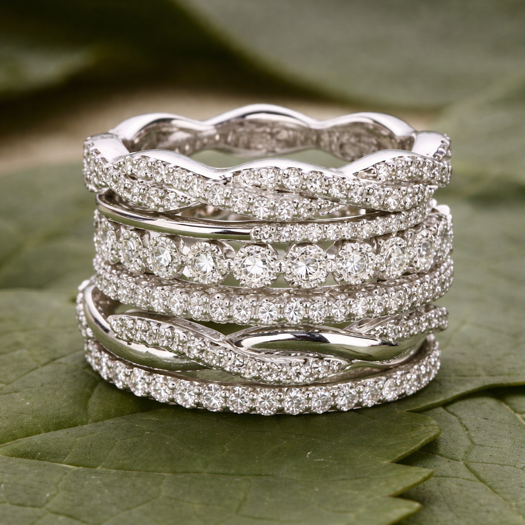 Retro-Ring mit mehrreihigen Zirkonia