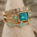 Retro-Ringkollektion mit blauen Kristallen – Ansicht 3