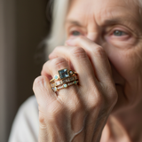 Retro-Ringkollektion mit blauen Kristallen – Ansicht 4