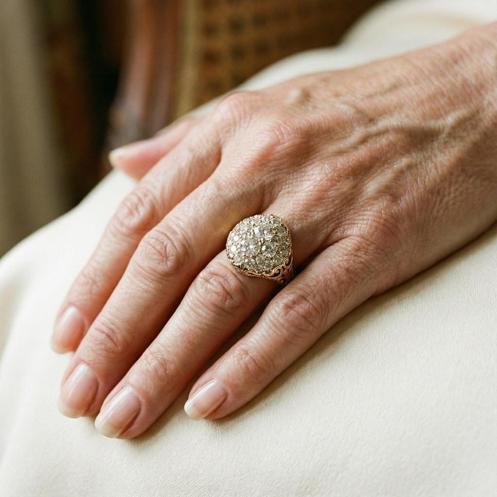 Retro-Weißgoldring mit rotem Stein und Zirkonia – Ansicht 2
