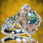 Retro-Weißgoldring mit strahlender Blume