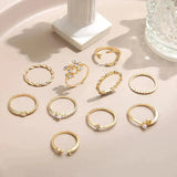 Ring-Set: 10 Ringe in Weißgold und Gold – Ansicht 3