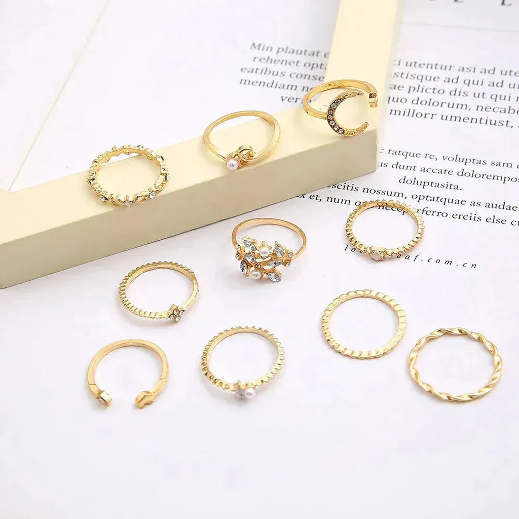 Ring-Set: 10 Ringe in Weißgold und Gold – Ansicht 4