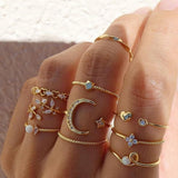 Ring-Set: 10 Ringe in Weißgold und Gold