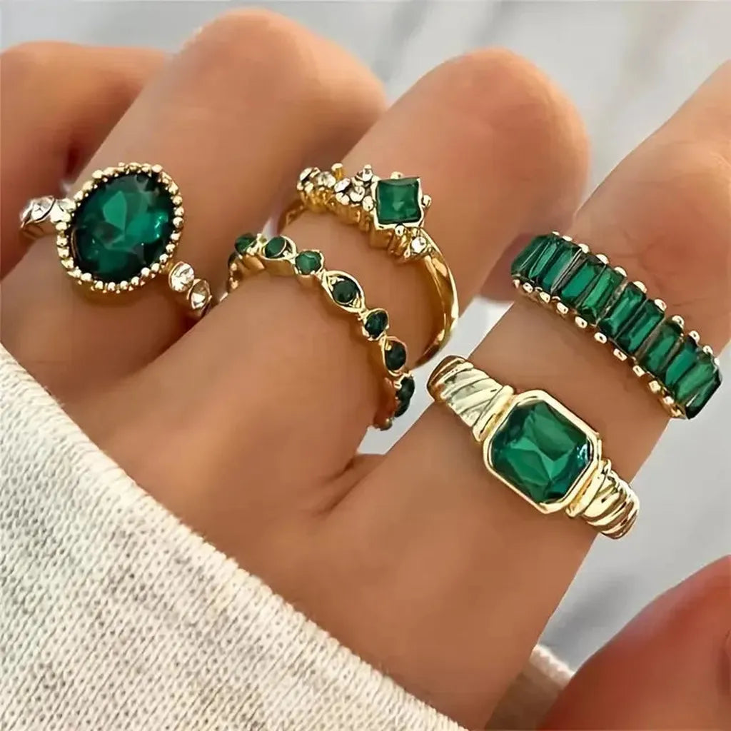 Ring-Set „Smaragdgrüne Ausstrahlung“