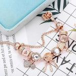 Rosa Traumfänger-Armband mit Weißgold-Anhängern – Ansicht 2