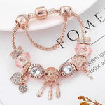 Rosa Traumfänger-Armband mit Weißgold-Anhängern – Ansicht 4