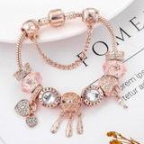 Rosa Traumfänger-Armband mit Weißgold-Anhängern – Ansicht 4