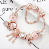 Rosa Traumfänger-Armband mit Weißgold-Anhängern