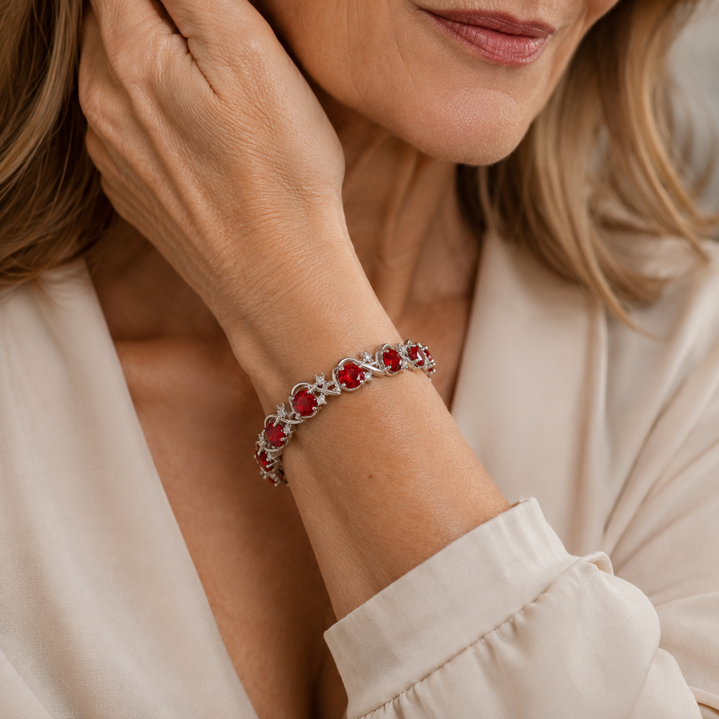 Tennisarmband „Rubinranke“ in Weißgold – Ansicht 2