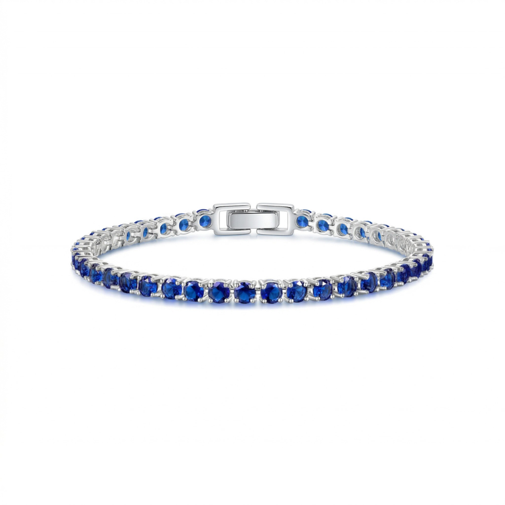 Saphir-Tennisarmband in Weißgold