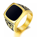 Schwarzer Onyx-Siegelring in Weißgold – Ansicht 2