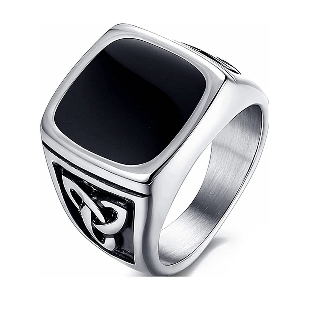 Schwarzer Onyx-Siegelring in Weißgold
