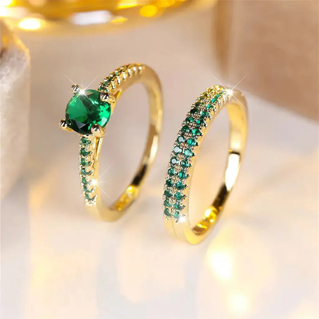 Ring-Set „Serena Smaragd Duo“
