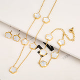 Set mit Kleeblatt: Armband, Halskette und Ohrringe in Gold, Ansicht 2
