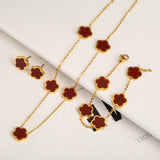 Set mit Kleeblatt: Armband, Halskette und Ohrringe in Gold, Ansicht 3