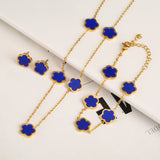 Set mit Kleeblatt: Armband, Halskette und Ohrringe in Gold, Ansicht 4