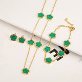 Set mit Kleeblatt: Armband, Halskette und Ohrringe in Gold, Ansicht 5