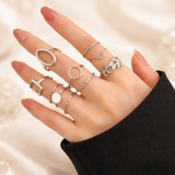 Set mit 11 Retro-Ringen