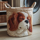 Gesteppter Wäschekorb – Schlafender King Charles Spaniel