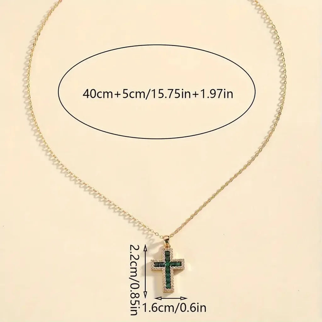 Kreuz-Halskette Solene mit Smaragd – Ansicht 4
