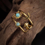 Türkis-Orbit-Ring Soluna in Gold