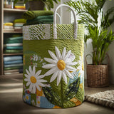 Gesteppter Wäschekorb – Blumen in der Sonne
