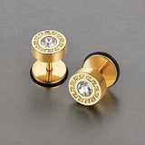Ohrstecker Theron mit Linienmuster in Gold