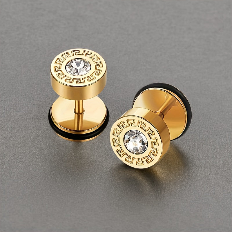 Ohrstecker Theron mit Linienmuster in Gold