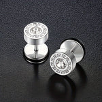 Ohrstecker Theron mit Linienmuster in Weißgold