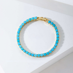 Rundes Tennisarmband in Türkis in Gold – Ansicht 3