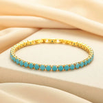 Rundes Tennisarmband in Türkis in Gold