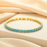 Rundes Tennisarmband in Türkis in Gold